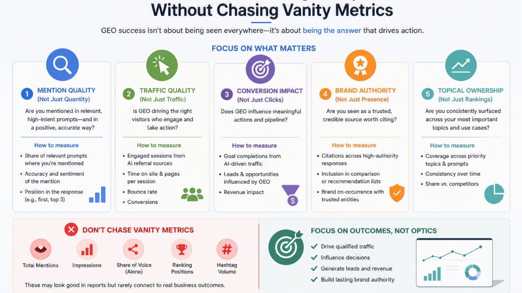 How to Measure Generative Engine Optimisation (GEO) Without Chasing Vanity Metrics 